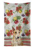 Miniature Bull Terrier Vegetables Kitchen Towel Velour Plush Front and Cotton Loop Back Machine Washable