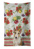 Tricolor Miniature Bull Terrier Vegetables Kitchen Towel Velour Plush Front and Cotton Loop Back Machine Washable
