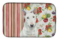 White Miniature Bull Terrier Vegetables Dish Drying Mat Absorbent Dish Drying Mat Pad for Kitchen Counter Dish Drainer Mat for Countertop, 14 x 21", Multicolor
