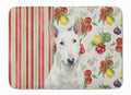 White Miniature Bull Terrier Vegetables Memory Foam Kitchen Mat Machine Washable Anti-Fatigue Cushion Comfort Bath or Kitchen Rug