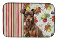 Chocolate and Rust Miniature Pinscher Min Pin Vegetables Dish Drying Mat Absorbent Dish Drying Mat Pad for Kitchen Counter Dish Drainer Mat for Countertop, 14 x 21", Multicolor