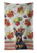 Black and Tan Miniature Pinscher Vegetables Kitchen Towel Velour Plush Front and Cotton Loop Back Machine Washable