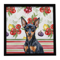 Black and Tan Miniature Pinscher Vegetables Framed Metal Print Bathroom, Kitchen, Office, Home Decor Wall Art Ready to Hang, Square, 8X8
