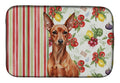 Red Miniature Pinscher Min Pin Vegetables Dish Drying Mat Absorbent Dish Drying Mat Pad for Kitchen Counter Dish Drainer Mat for Countertop, 14 x 21", Multicolor