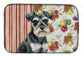 Black & Silver Miniature Schnauzer Vegetables Dish Drying Mat Absorbent Dish Drying Mat Pad for Kitchen Counter Dish Drainer Mat for Countertop, 14 x 21", Multicolor