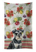 Black & Silver Miniature Schnauzer Vegetables Kitchen Towel Velour Plush Front and Cotton Loop Back Machine Washable