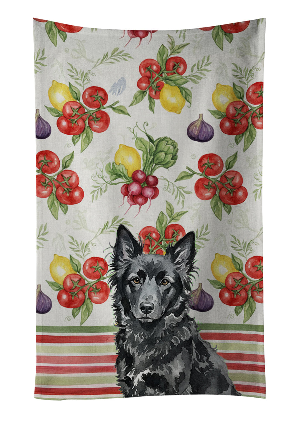 Mudi Vegetables Kitchen Towel Velour Plush Front and Cotton Loop Back Machine Washable