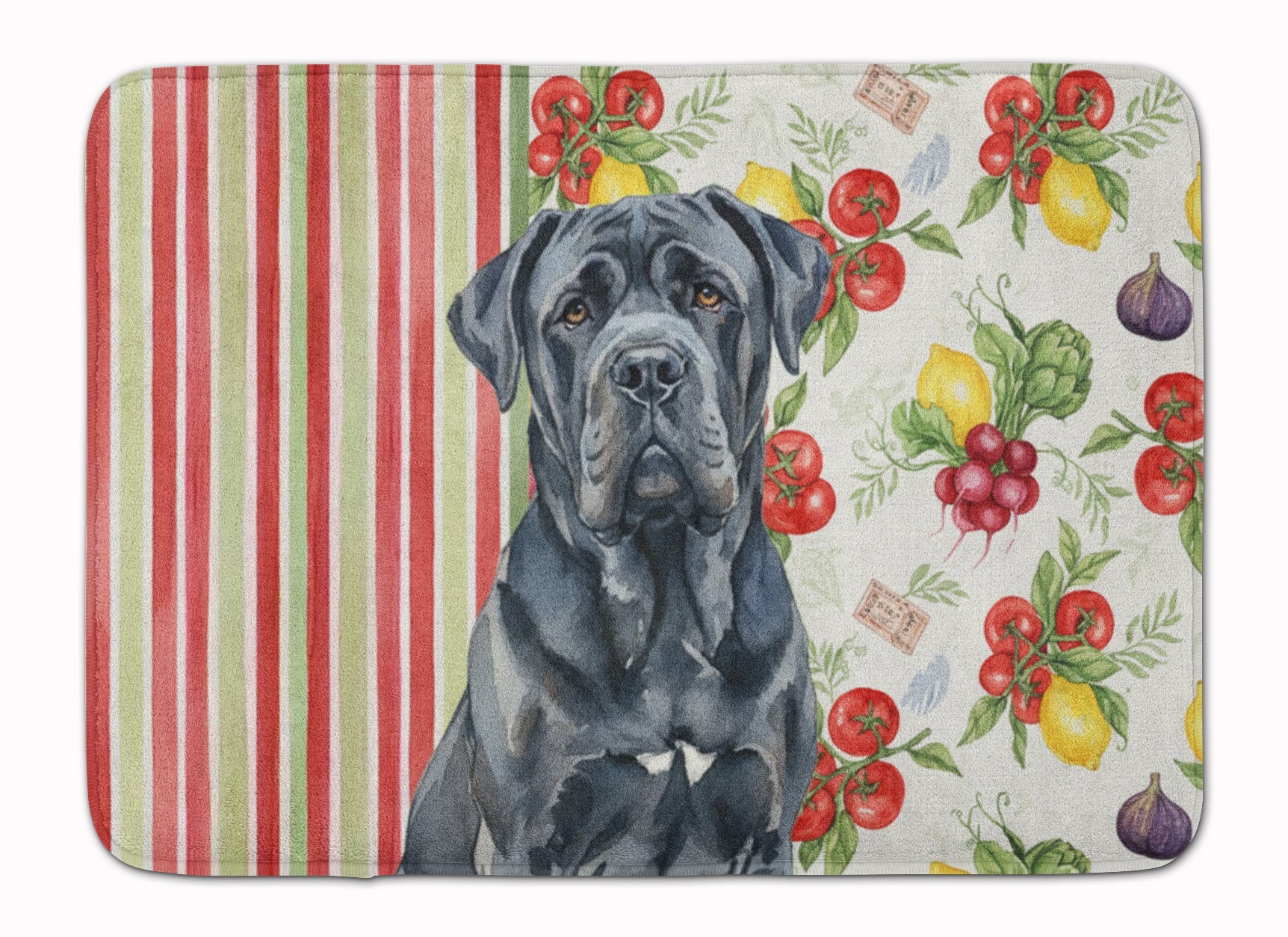 Black Neapolitan Mastiff Vegetables Memory Foam Kitchen Mat Machine Washable Anti-Fatigue Cushion Comfort Bath or Kitchen Rug