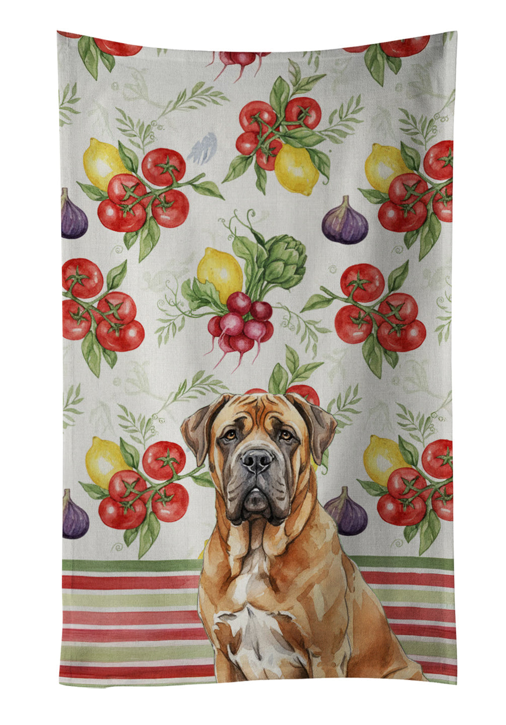 Neapolitan Mastiff Vegetables Kitchen Towel Velour Plush Front and Cotton Loop Back Machine Washable