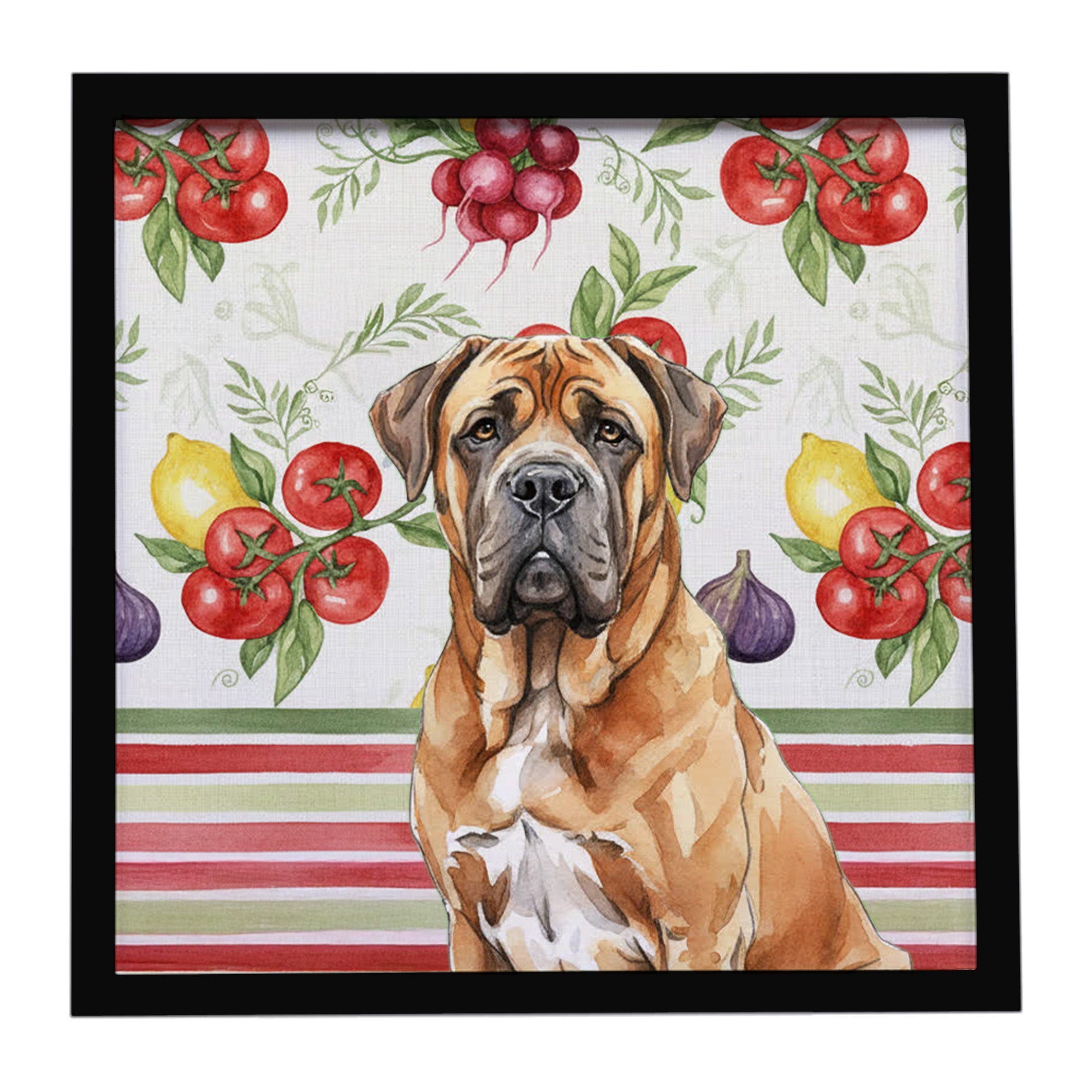 Neapolitan Mastiff Vegetables Framed Metal Print Bathroom, Kitchen, Office, Home Decor Wall Art Ready to Hang, Square, 8X8