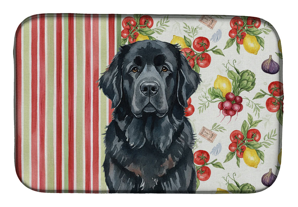 Black Newfoundland Vegetables Dish Drying Mat Absorbent Dish Drying Mat Pad for Kitchen Counter Dish Drainer Mat for Countertop, 14 x 21", Multicolor