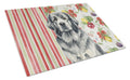 Gray Newfoundland Vegetables Cutting Board Tempered Glass Kitchen Cutting Surface, Heat Resistant Chopping, Non-Slip Feet, Food Prep & Serving