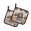 Gray Newfoundland Vegetables Pot Holder Set of 2 Heat Resistant Quilted Hot Pads 7.5 x 7.5 Inch, Insulated Kitchen Trivets for Cooking & Baking