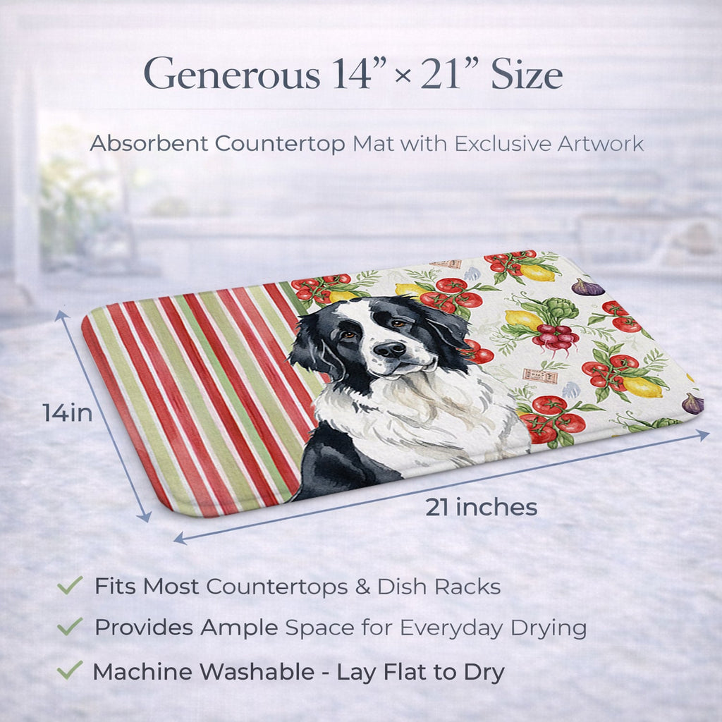 Landseer Newfoundland Vegetables Dish Drying Mat Absorbent Dish Drying Mat Pad for Kitchen Counter Dish Drainer Mat for Countertop, 14 x 21", Multicolor