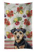 Black and Tan Norfolk Terrier Vegetables Kitchen Towel Velour Plush Front and Cotton Loop Back Machine Washable