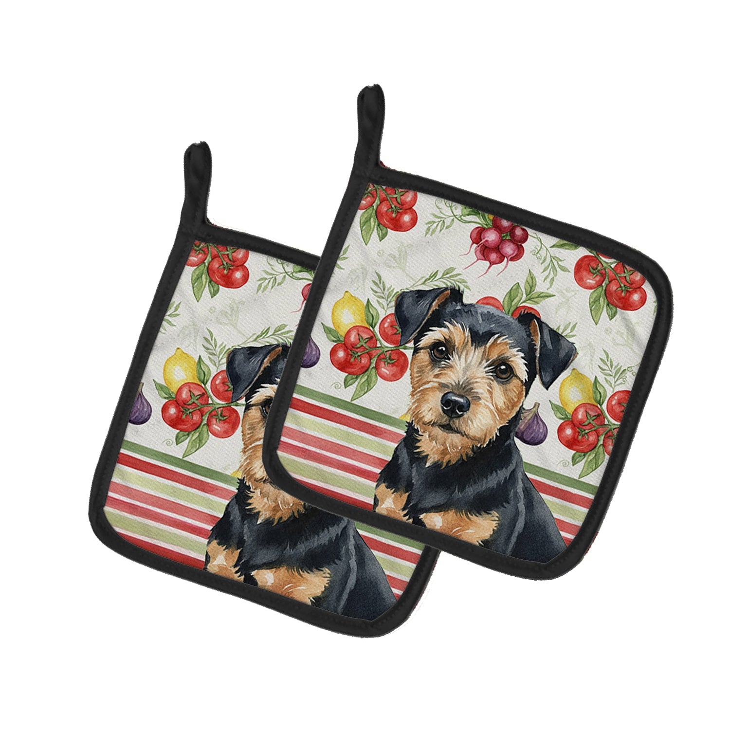 Black and Tan Norfolk Terrier Vegetables Pot Holder Set of 2 Heat Resistant Quilted Hot Pads 7.5 x 7.5 Inch, Insulated Kitchen Trivets for Cooking & Baking