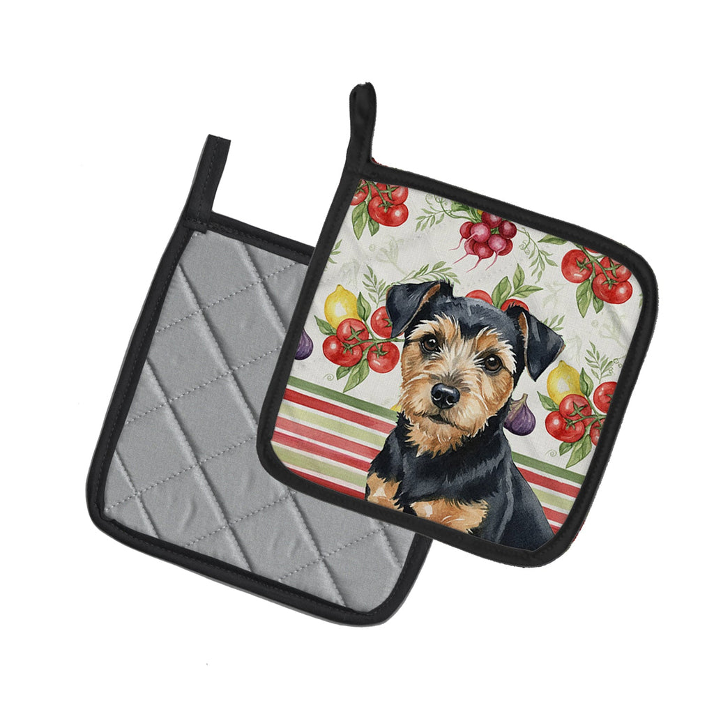 Black and Tan Norfolk Terrier Vegetables Pot Holder Set of 2 Heat Resistant Quilted Hot Pads 7.5 x 7.5 Inch, Insulated Kitchen Trivets for Cooking & Baking