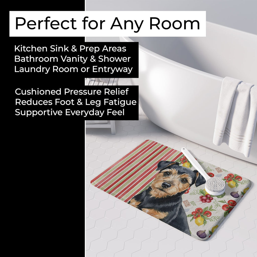 Black and Tan Norfolk Terrier Vegetables Memory Foam Kitchen Mat Machine Washable Anti-Fatigue Cushion Comfort Bath or Kitchen Rug