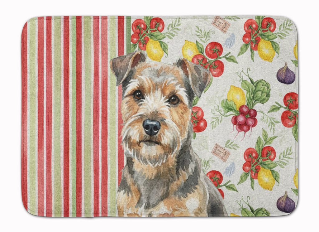 Grizzle and Tan Norfolk Terrier Vegetables Memory Foam Kitchen Mat Machine Washable Anti-Fatigue Cushion Comfort Bath or Kitchen Rug