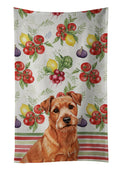 Red Norfolk Terrier Vegetables Kitchen Towel Velour Plush Front and Cotton Loop Back Machine Washable