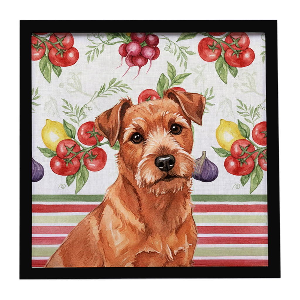 Red Norfolk Terrier Vegetables Framed Metal Print Bathroom, Kitchen, Office, Home Decor Wall Art Ready to Hang, Square, 8X8