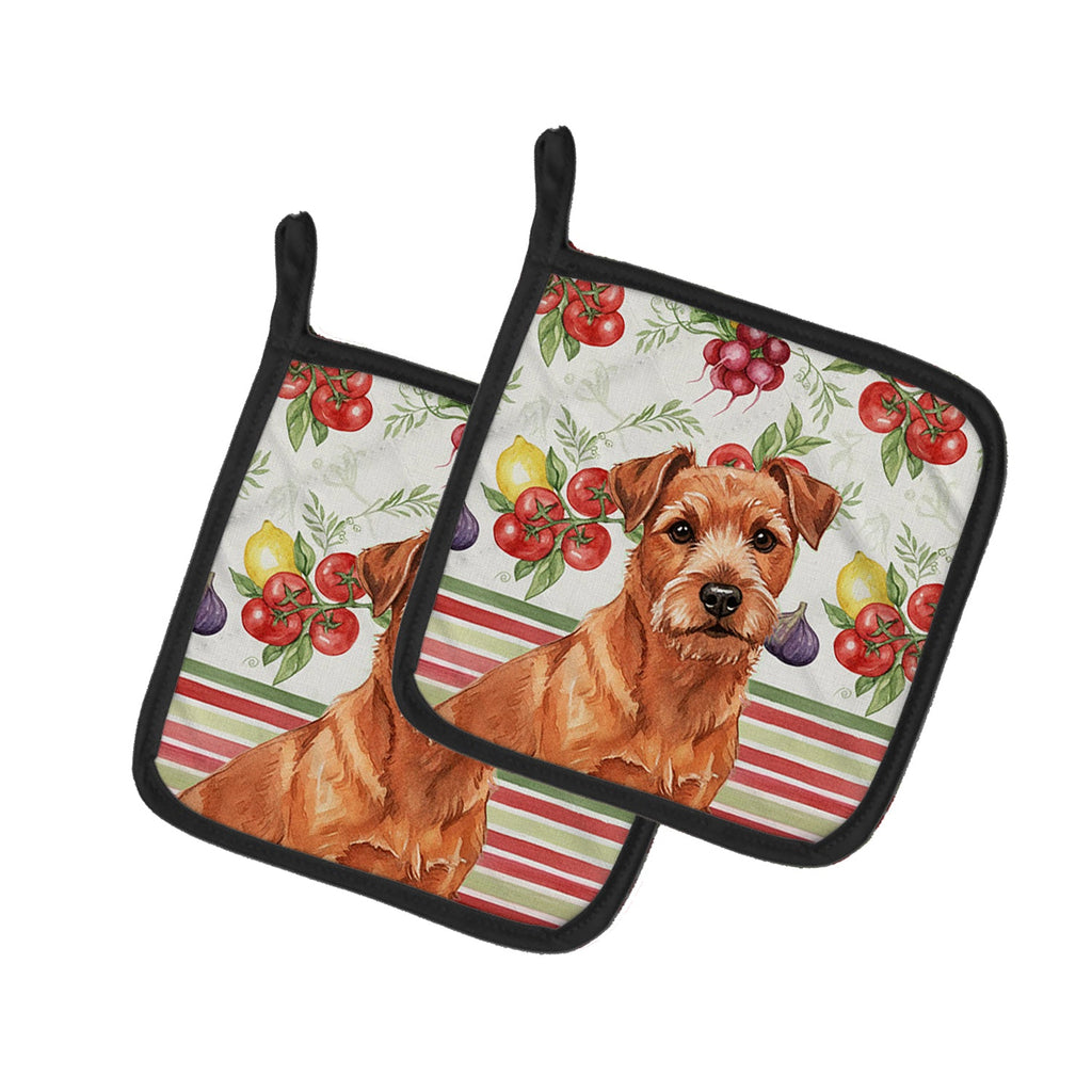 Red Norfolk Terrier Vegetables Pot Holder Set of 2 Heat Resistant Quilted Hot Pads 7.5 x 7.5 Inch, Insulated Kitchen Trivets for Cooking & Baking