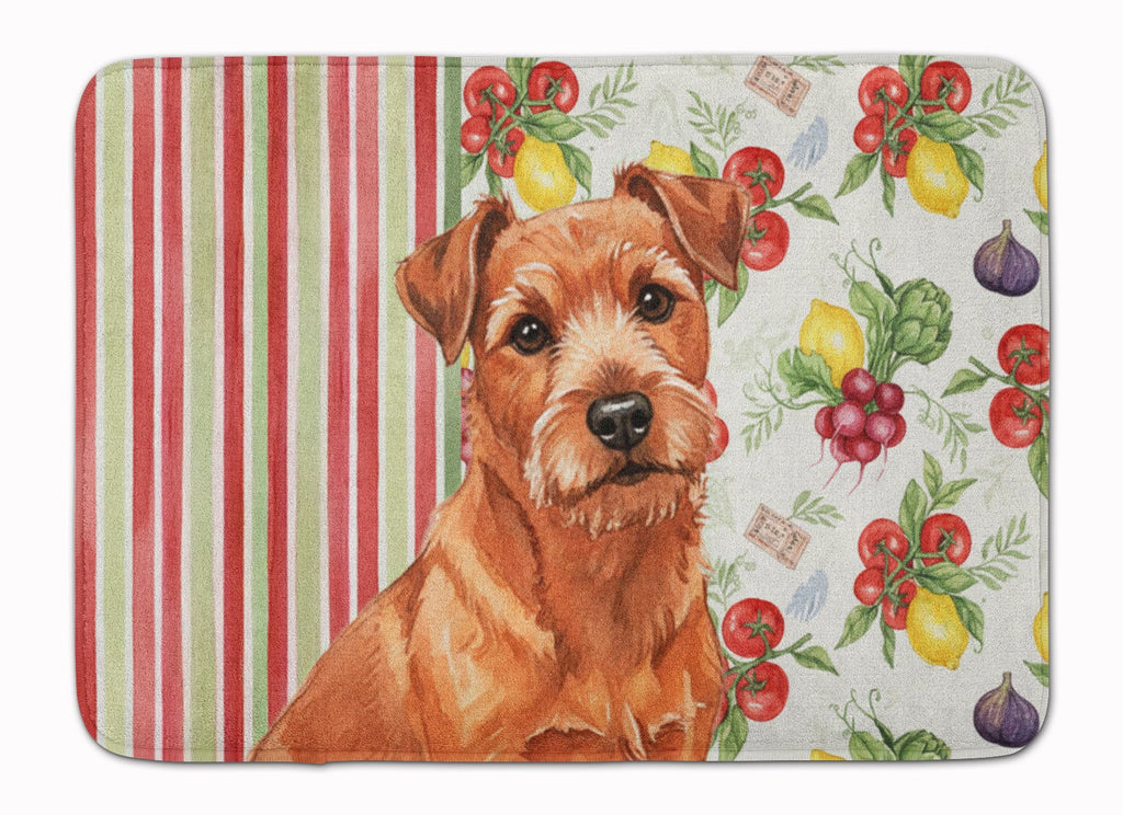 Red Norfolk Terrier Vegetables Memory Foam Kitchen Mat Machine Washable Anti-Fatigue Cushion Comfort Bath or Kitchen Rug