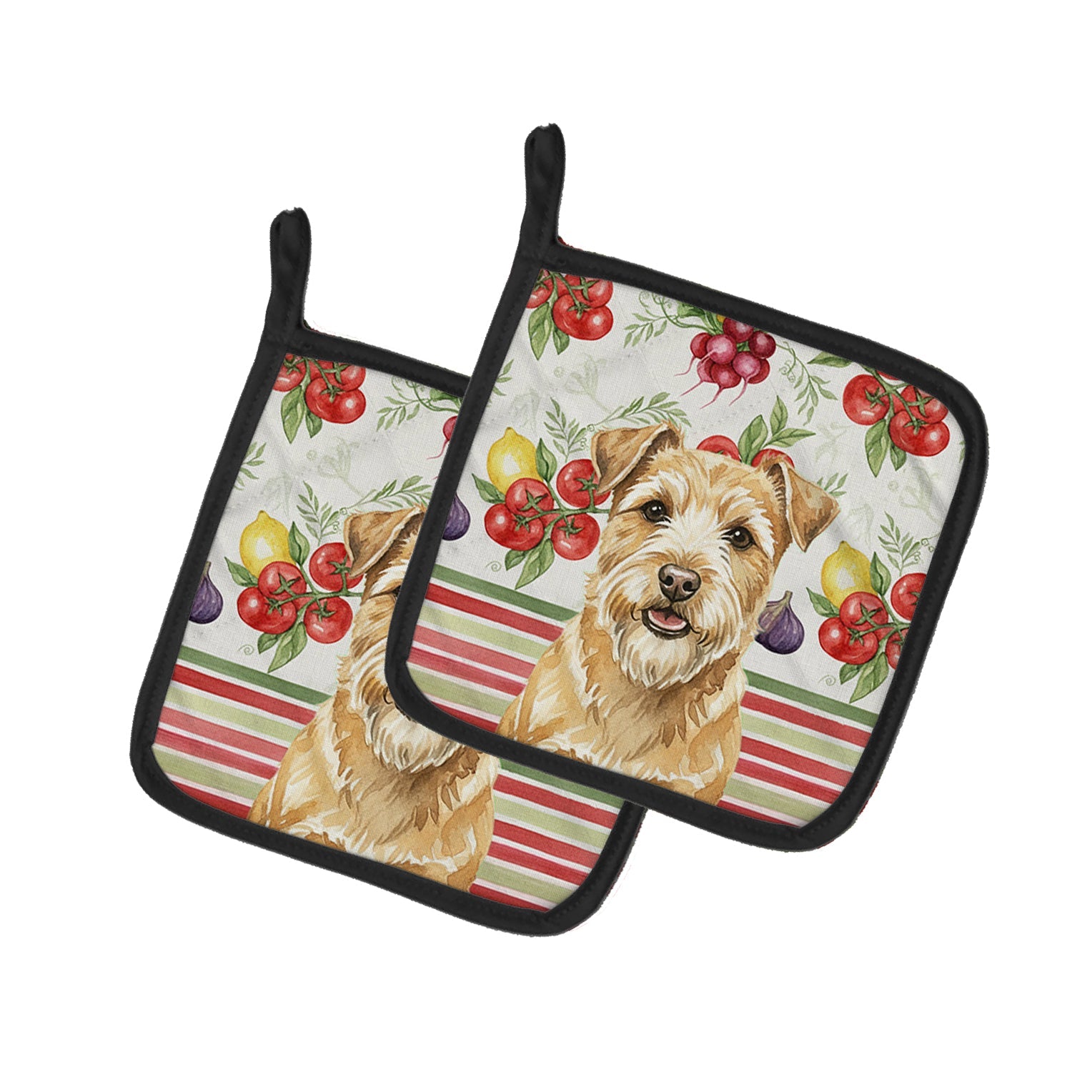 Wheaten Norfolk Terrier Vegetables Pot Holder Set of 2 Heat Resistant Quilted Hot Pads 7.5 x 7.5 Inch, Insulated Kitchen Trivets for Cooking & Baking