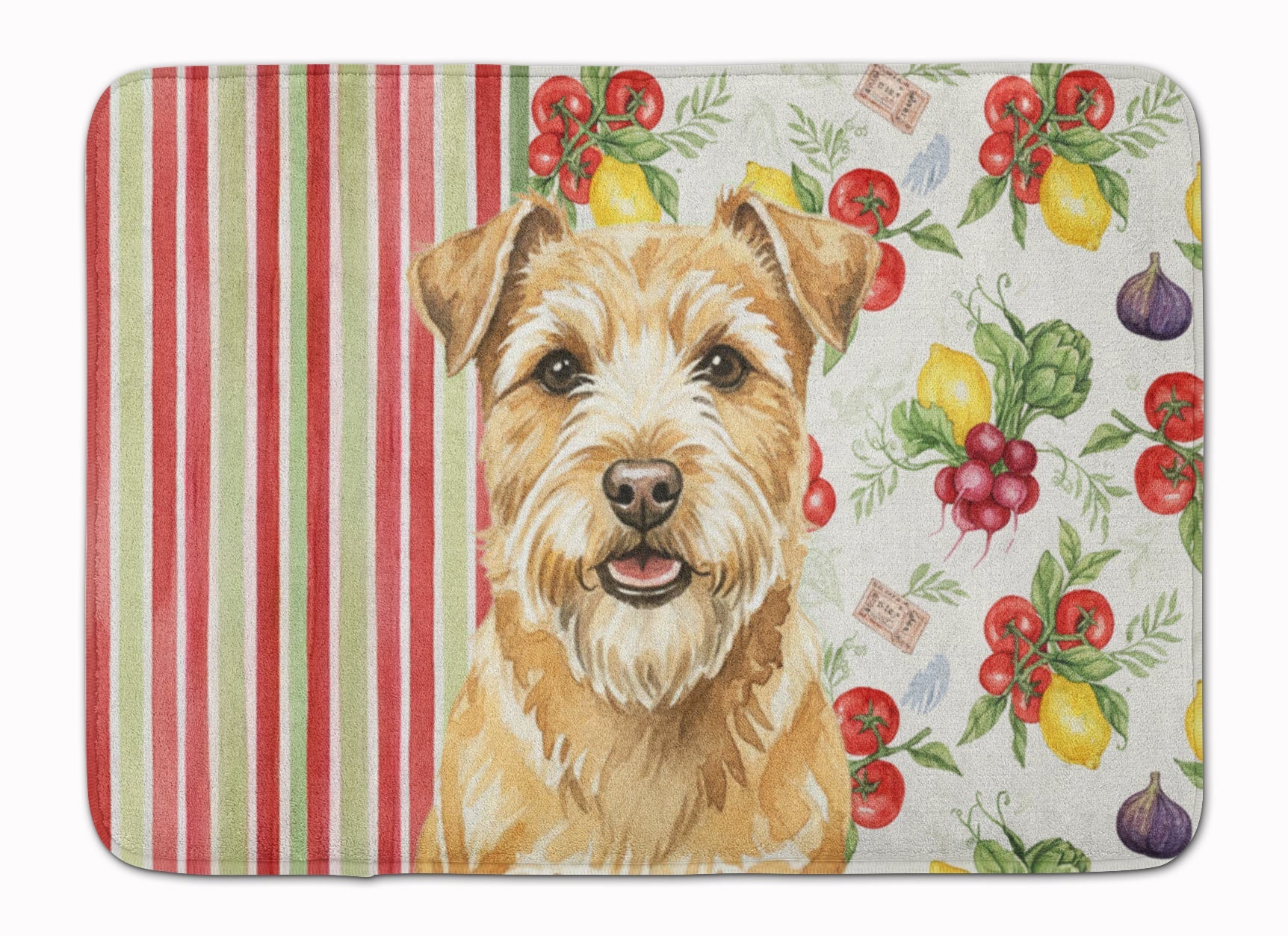 Wheaten Norfolk Terrier Vegetables Memory Foam Kitchen Mat Machine Washable Anti-Fatigue Cushion Comfort Bath or Kitchen Rug