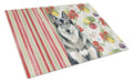 Norwegian Elkhound Vegetables Cutting Board Tempered Glass Kitchen Cutting Surface, Heat Resistant Chopping, Non-Slip Feet, Food Prep & Serving