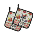 Norwegian Elkhound Vegetables Pot Holder Set of 2 Heat Resistant Quilted Hot Pads 7.5 x 7.5 Inch, Insulated Kitchen Trivets for Cooking & Baking