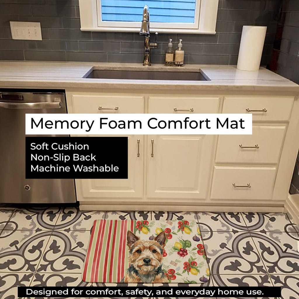 Norwich Terrier Vegetables Memory Foam Kitchen Mat Machine Washable Anti-Fatigue Cushion Comfort Bath or Kitchen Rug