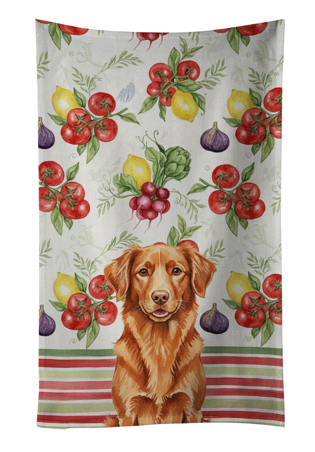 Copper Nova Scotia Duck Tolling Retriever Vegetables Kitchen Towel Velour Plush Front and Cotton Loop Back Machine Washable