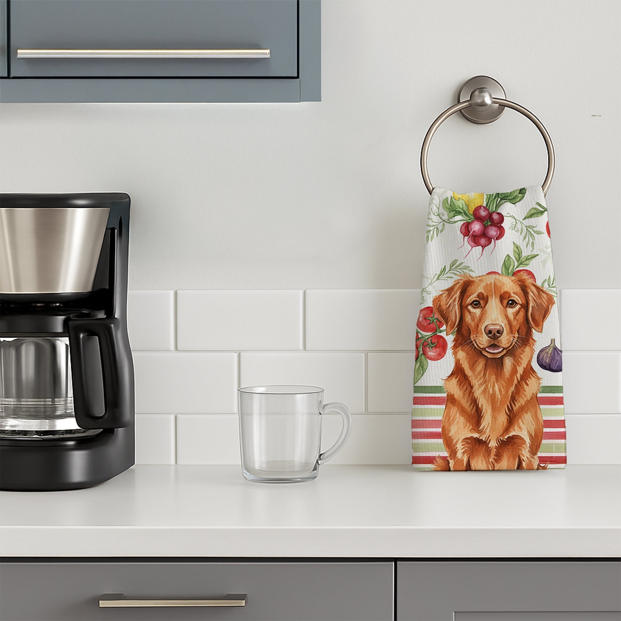 Copper Nova Scotia Duck Tolling Retriever Vegetables Kitchen Towel Velour Plush Front and Cotton Loop Back Machine Washable