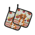 Orange Nova Scotia Duck Tolling Retriever Vegetables Pot Holder Set of 2 Heat Resistant Quilted Hot Pads 7.5 x 7.5 Inch, Insulated Kitchen Trivets for Cooking & Baking