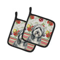 Gray and White Old English Sheepdog Vegetables Pot Holder Set of 2 Heat Resistant Quilted Hot Pads 7.5 x 7.5 Inch, Insulated Kitchen Trivets for Cooking & Baking