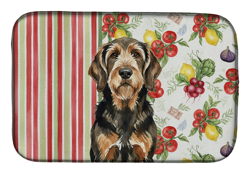 Black and Tan Otterhound Vegetables Dish Drying Mat Absorbent Dish Drying Mat Pad for Kitchen Counter Dish Drainer Mat for Countertop, 14 x 21", Multicolor