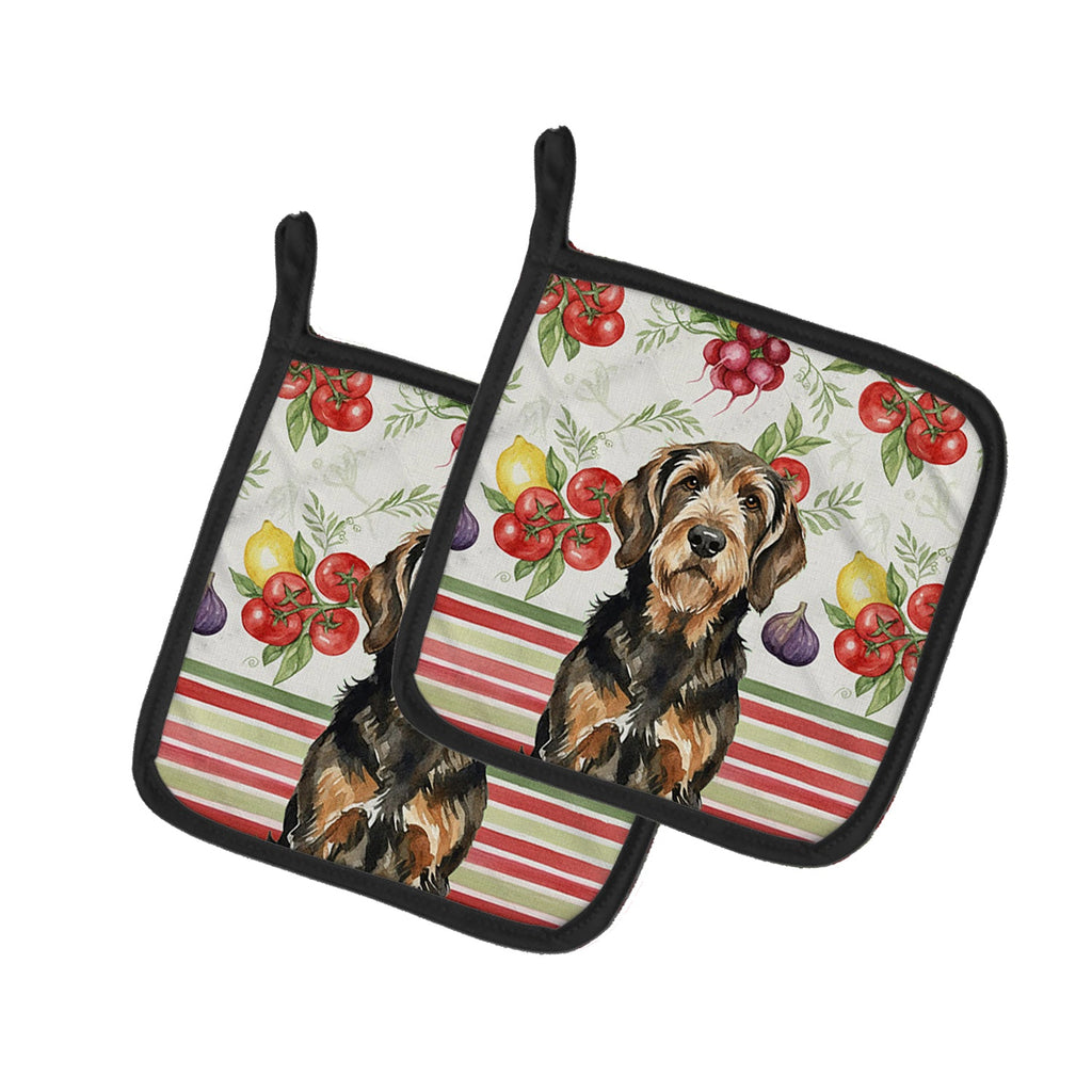 Black and Tan Otterhound Vegetables Pot Holder Set of 2 Heat Resistant Quilted Hot Pads 7.5 x 7.5 Inch, Insulated Kitchen Trivets for Cooking & Baking