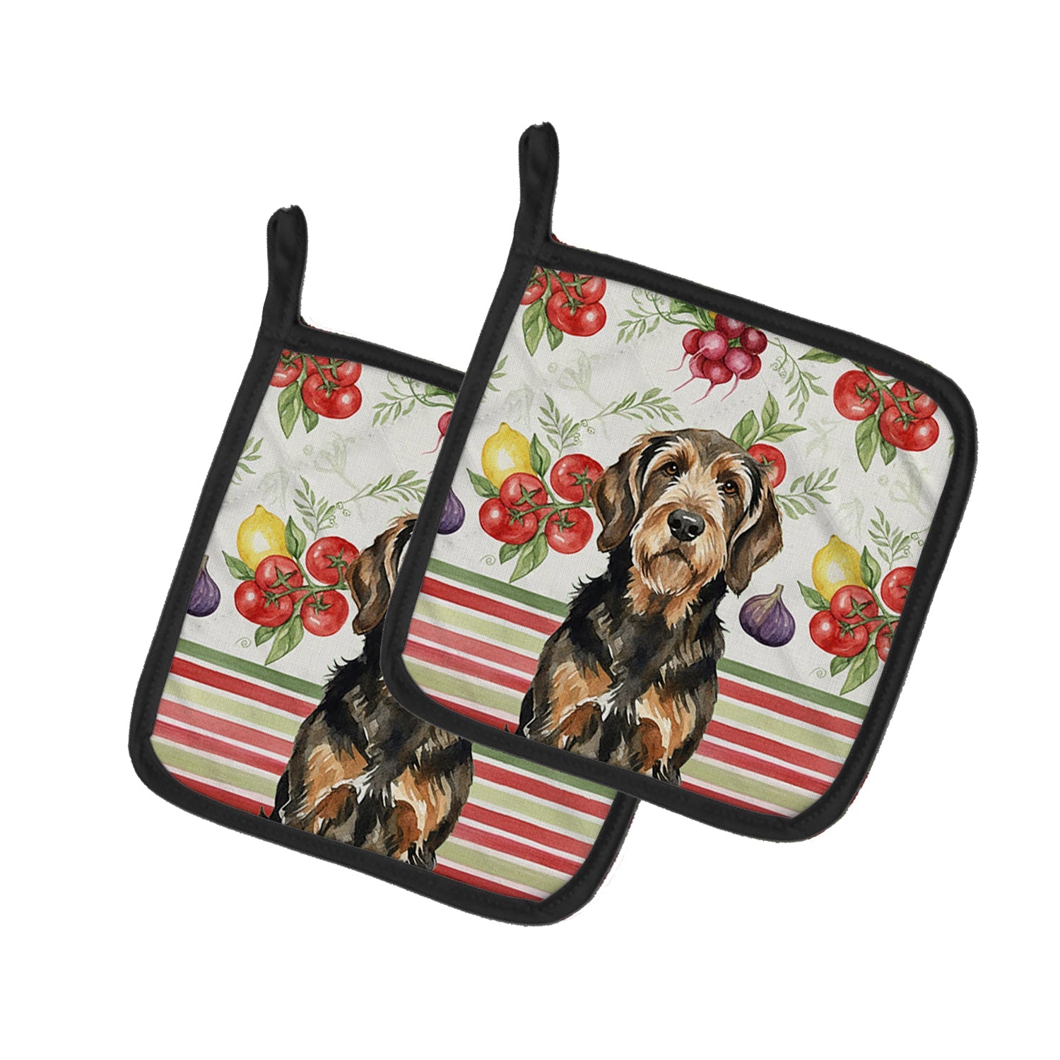 Black and Tan Otterhound Vegetables Pot Holder Set of 2 Heat Resistant Quilted Hot Pads 7.5 x 7.5 Inch, Insulated Kitchen Trivets for Cooking & Baking