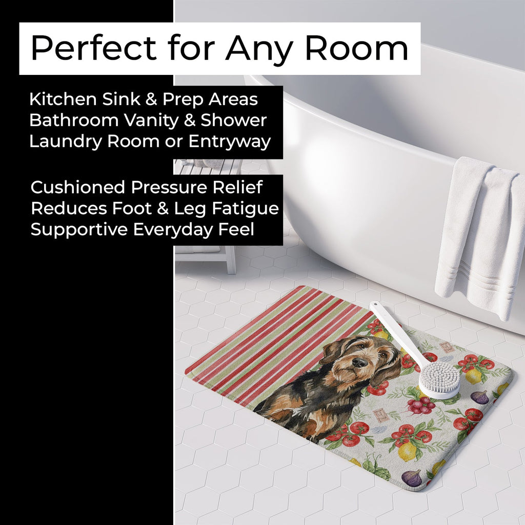 Black and Tan Otterhound Vegetables Memory Foam Kitchen Mat Machine Washable Anti-Fatigue Cushion Comfort Bath or Kitchen Rug