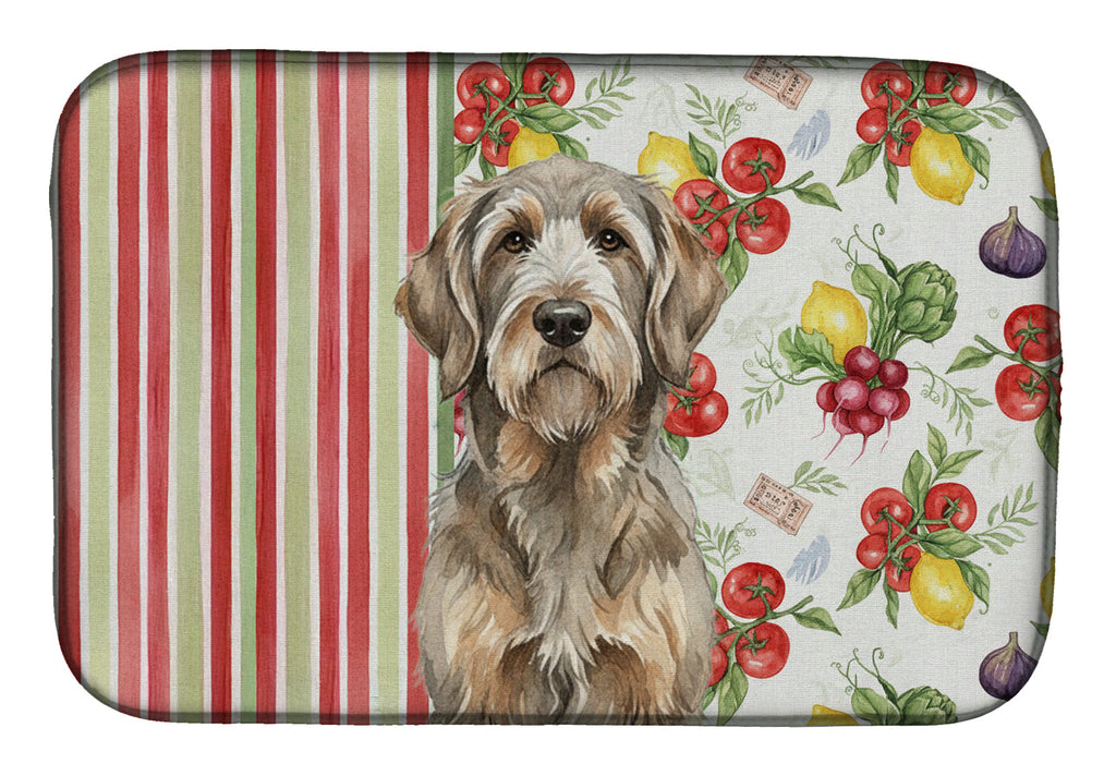Grizzle and Tan Otterhound Vegetables Dish Drying Mat Absorbent Dish Drying Mat Pad for Kitchen Counter Dish Drainer Mat for Countertop, 14 x 21", Multicolor