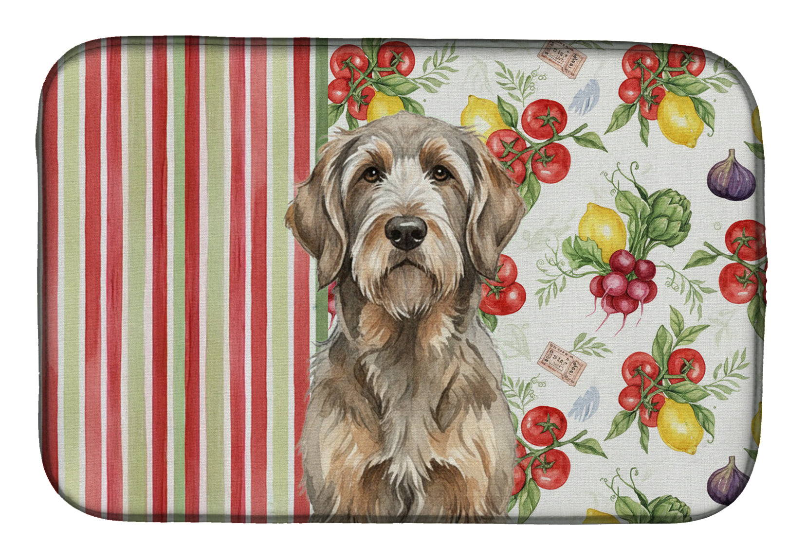Grizzle and Tan Otterhound Vegetables Dish Drying Mat Absorbent Dish Drying Mat Pad for Kitchen Counter Dish Drainer Mat for Countertop, 14 x 21", Multicolor