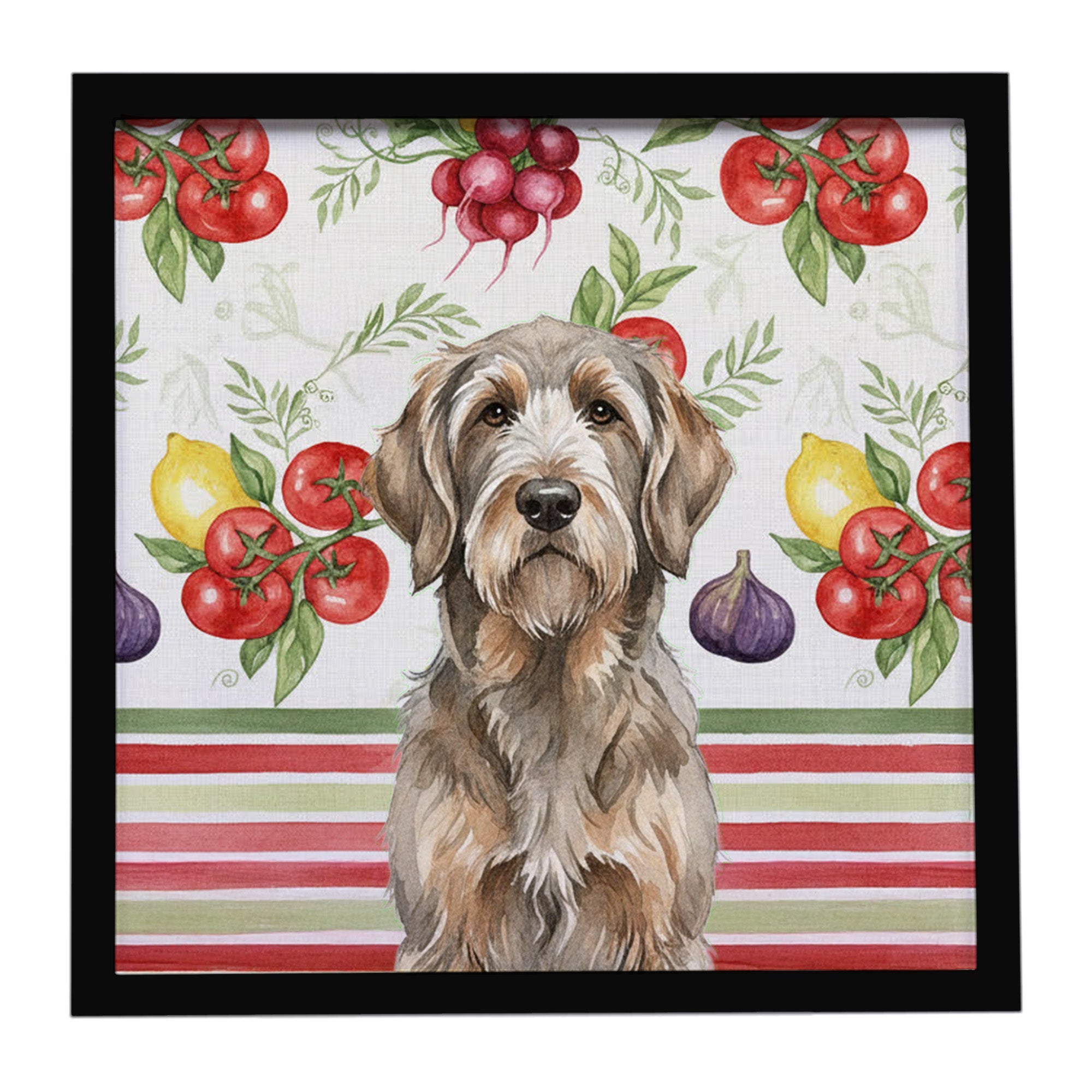 Grizzle and Tan Otterhound Vegetables Framed Metal Print Bathroom, Kitchen, Office, Home Decor Wall Art Ready to Hang, Square, 8X8