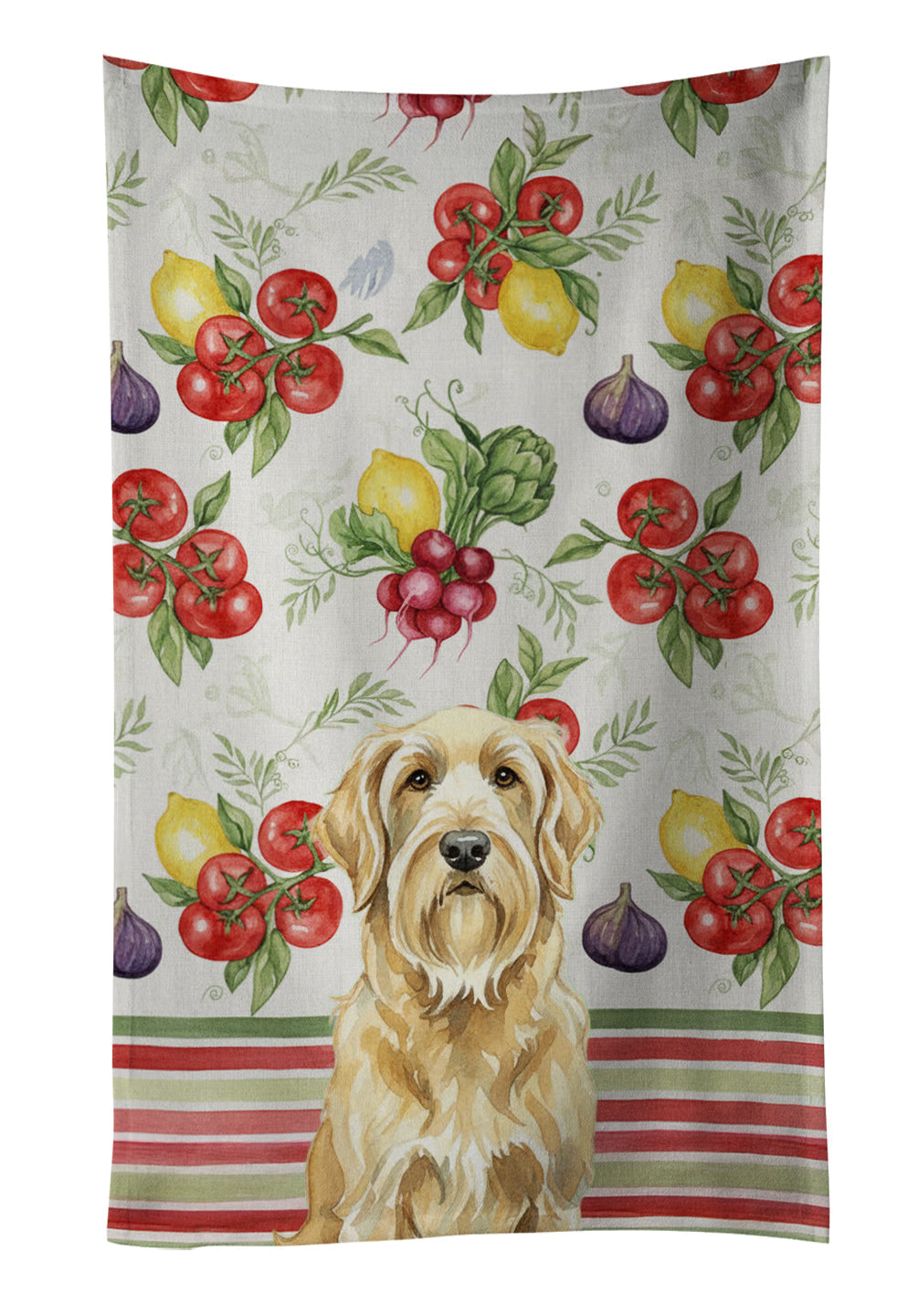 Wheaten and Tan Otterhound Vegetables Kitchen Towel Velour Plush Front and Cotton Loop Back Machine Washable