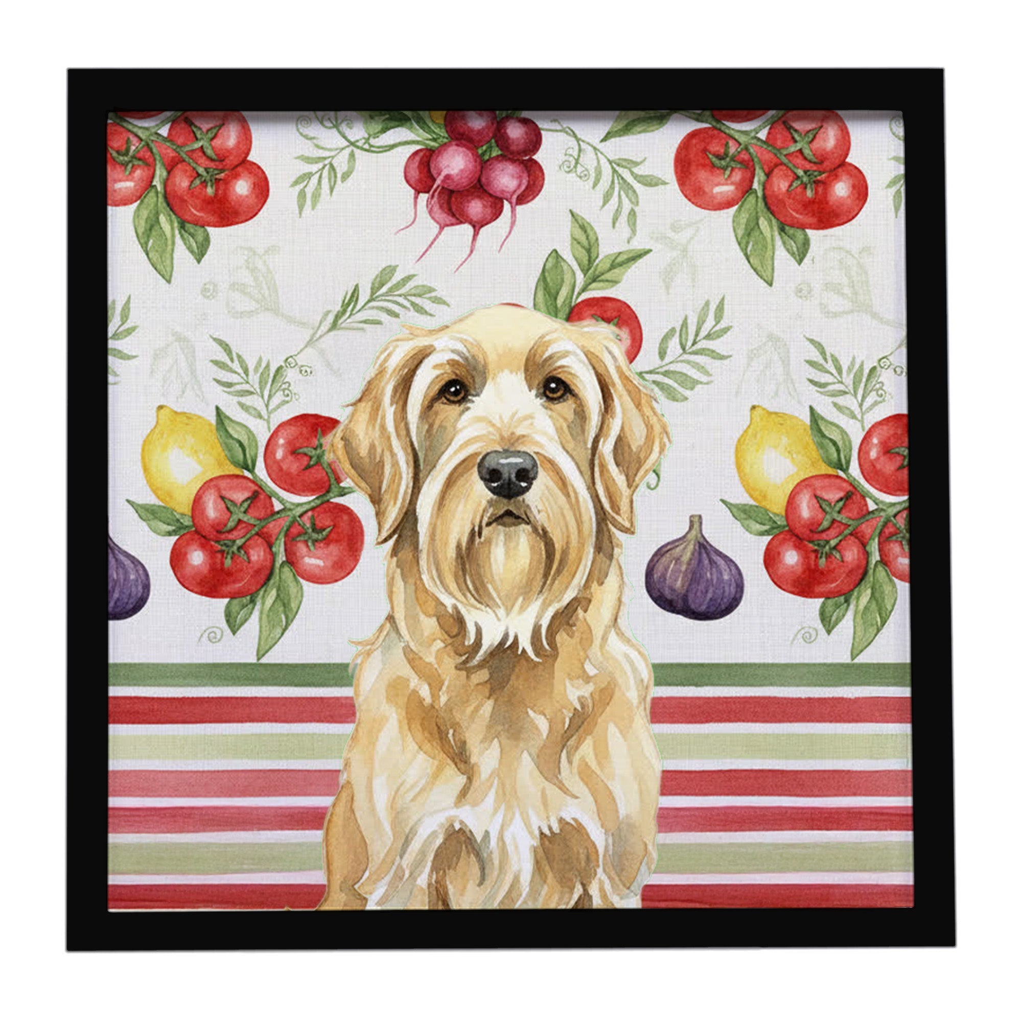 Wheaten and Tan Otterhound Vegetables Framed Metal Print Bathroom, Kitchen, Office, Home Decor Wall Art Ready to Hang, Square, 8X8