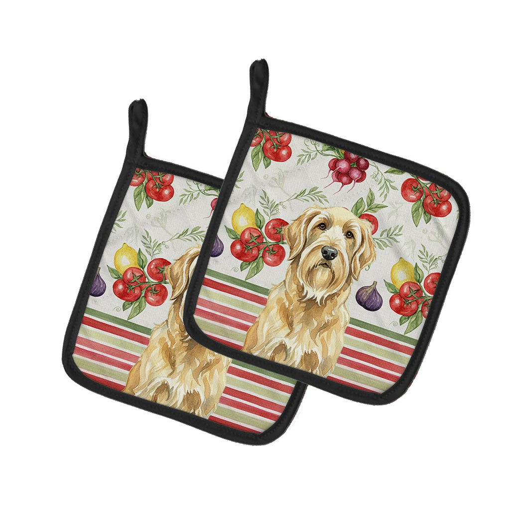 Wheaten and Tan Otterhound Vegetables Pot Holder Set of 2 Heat Resistant Quilted Hot Pads 7.5 x 7.5 Inch, Insulated Kitchen Trivets for Cooking & Baking