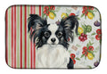 Black and White Papillon Vegetables Dish Drying Mat Absorbent Dish Drying Mat Pad for Kitchen Counter Dish Drainer Mat for Countertop, 14 x 21", Multicolor