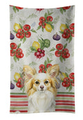 Lemon and White Papillon Vegetables Kitchen Towel Velour Plush Front and Cotton Loop Back Machine Washable