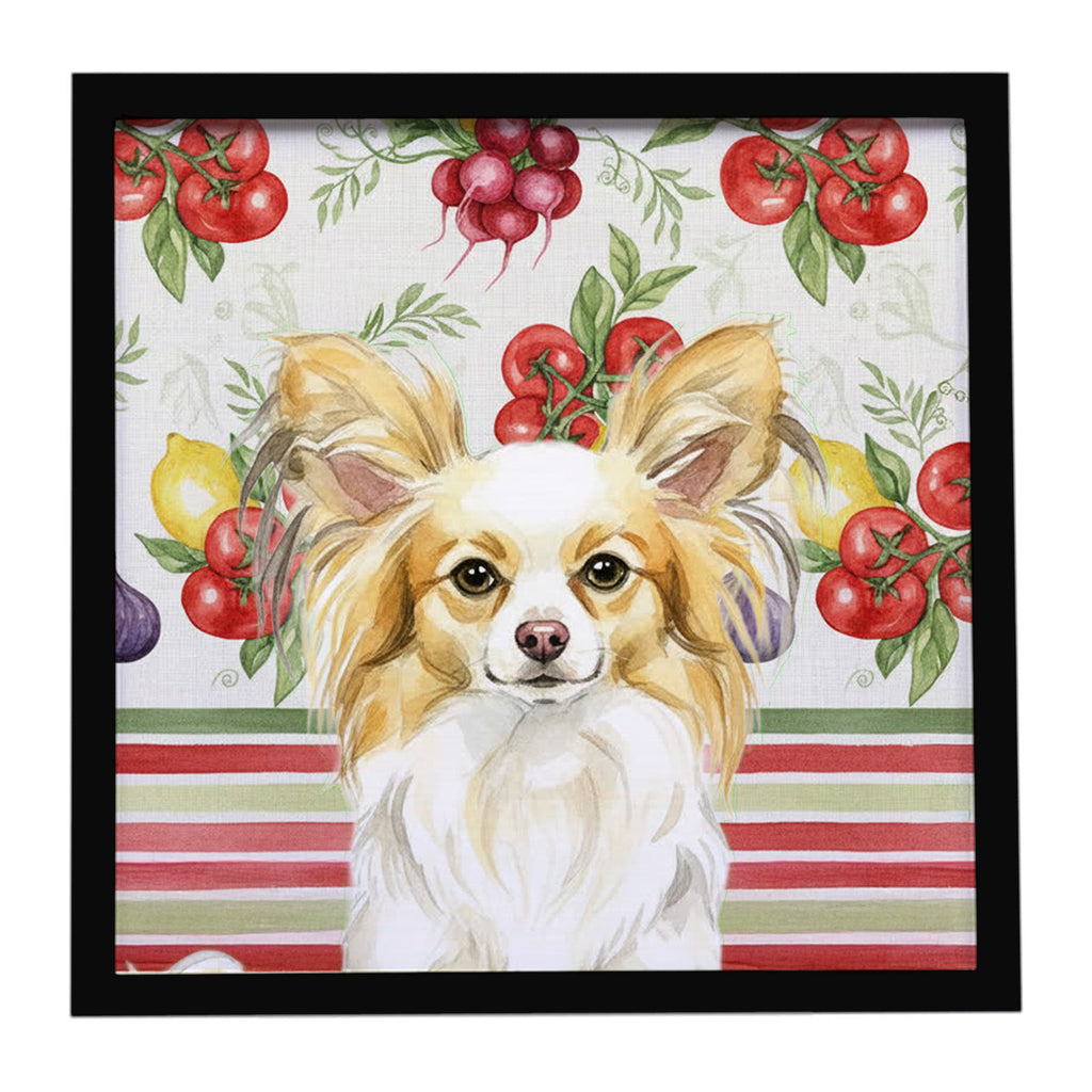 Lemon and White Papillon Vegetables Framed Metal Print Bathroom, Kitchen, Office, Home Decor Wall Art Ready to Hang, Square, 8X8