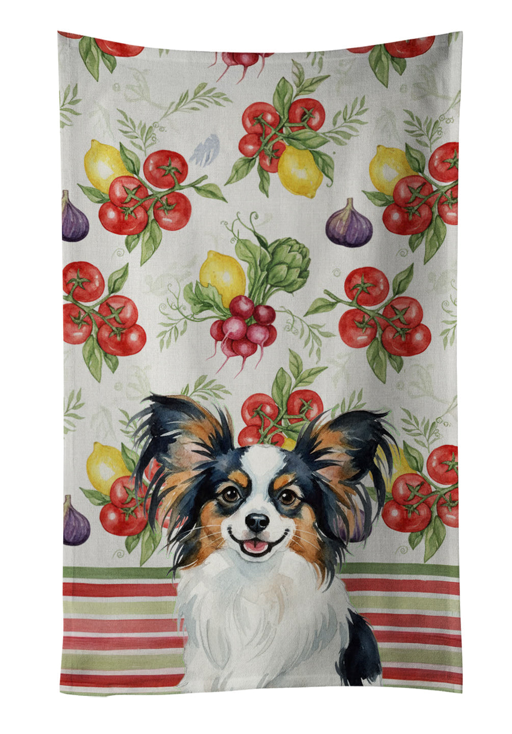Tricoilor Papillon Vegetables Kitchen Towel Velour Plush Front and Cotton Loop Back Machine Washable